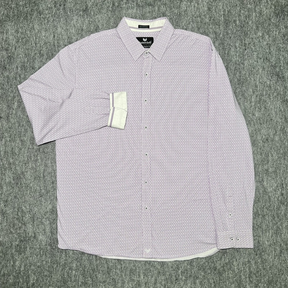 Buttercloth Icy Cotton Button Up Shirt Men XXL Purple Geometric Long Sleeve